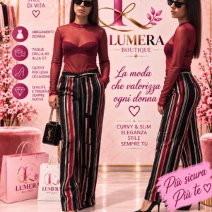 Coordinato Top Rosso e Pantaloni a Righe